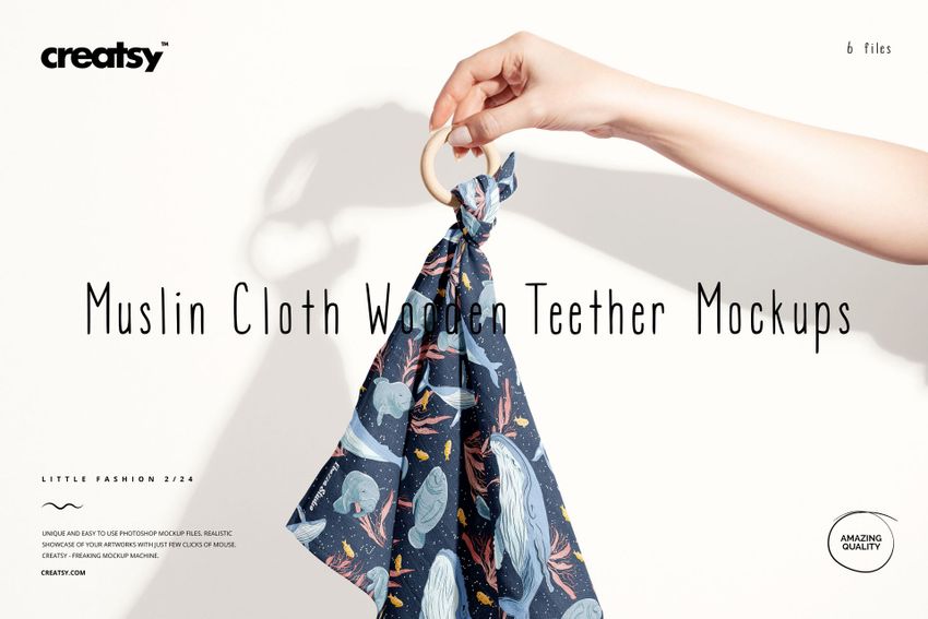 Muslin Cloth Wooden Teether Mockup Set (24/LFv.2) - mockup screenshot 1