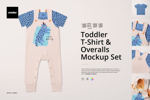 Toddler T-Shirt and Overalls Mockup Set - mockup preview 1
