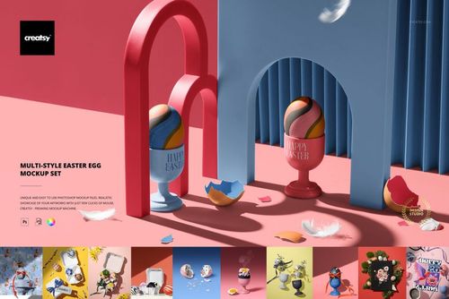 Multi-Style Easter Egg Mockup Set - mockup preview 1
