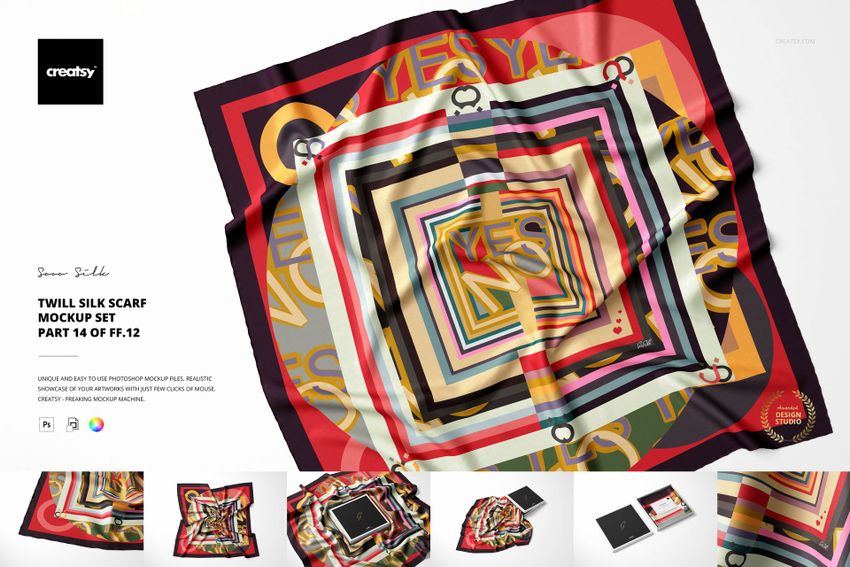 Twill Silk Scarf Mockup Set (14/FFv.12) - mockup screenshot 1