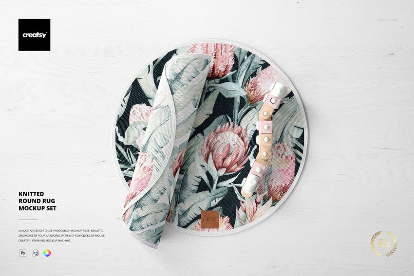 Knitted Round Rug Mockup Set - mockup screenshot 1