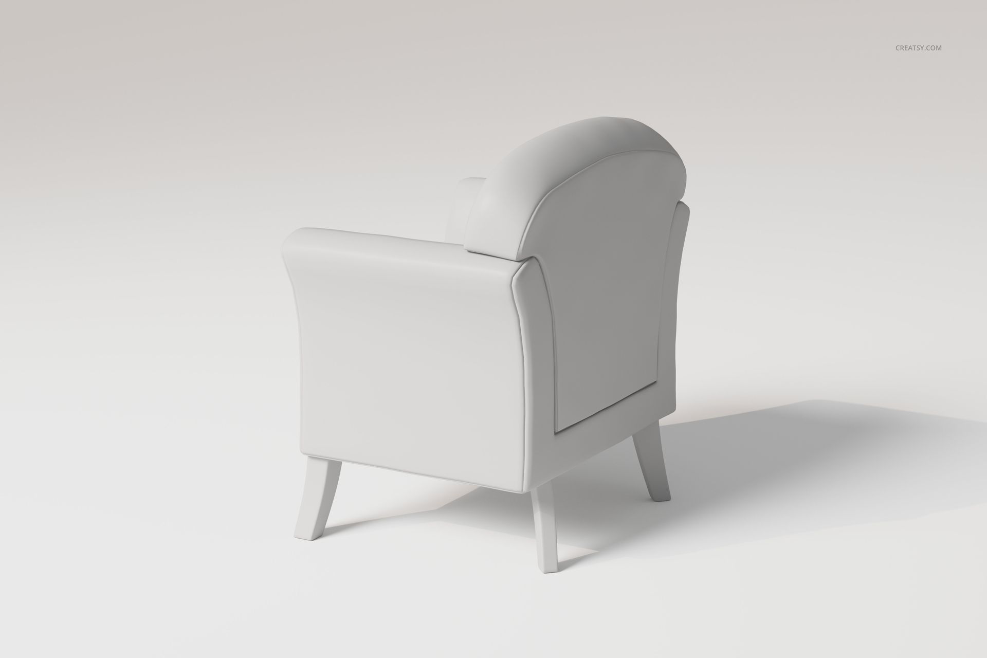 Single seater sofa chair in light gray color shown from a rear angle on a plain background.
