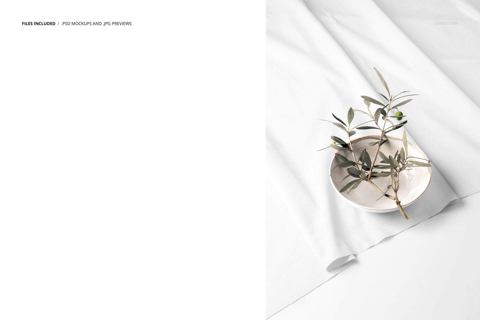 Cotton Fabric with Bowl and Olive Branch Mockup - mockup screenshot 2