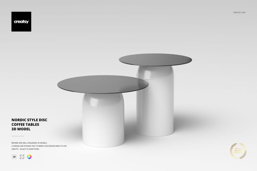 Nordic Style Disc Coffee Tables 3D Model - mockup screenshot 1