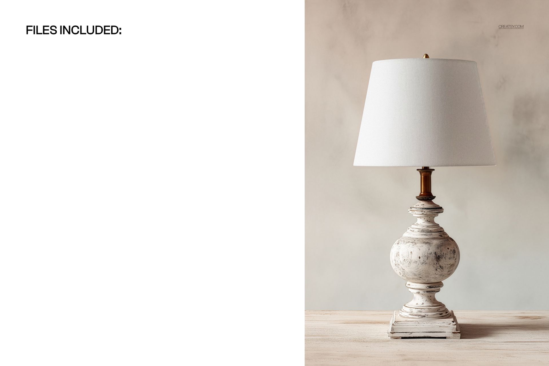 Classic white pedestal table lamp mockup featuring a terracotta shade, displayed on a wooden tabletop with soft lighting.