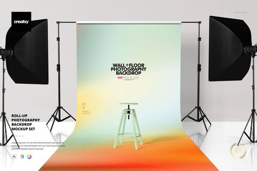 Roll-up Photography Backdrop Mockup Set - mockup preview 1