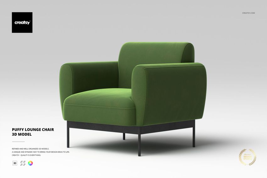Puffy Lounge Chair 3D Model - mockup screenshot 1