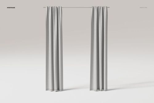 Front view of two elegant bedroom curtains in light gray fabric, hanging from a simple curtain rod against a neutral background.
