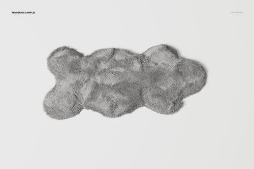 Gray faux sheepskin rug with a soft, fluffy texture shown from a top view on a plain white background.