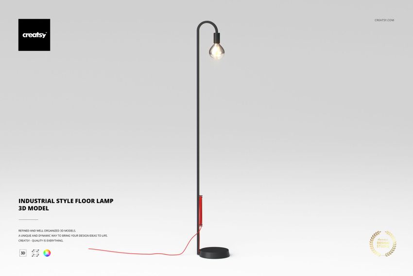 Industrial Style Floor Lamp 3D Model - mockup screenshot 1