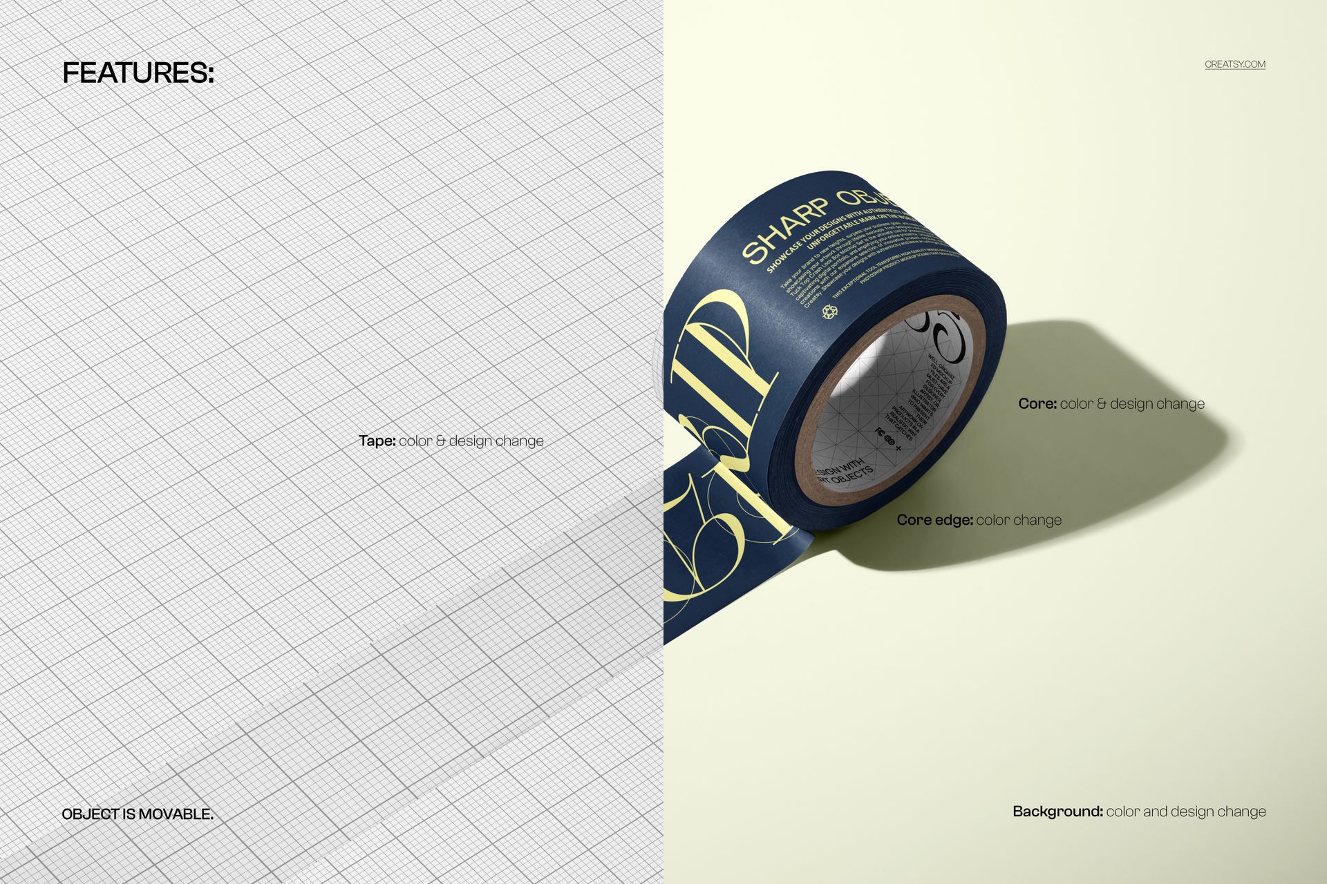 Perspective View Wide Paper Tape Roll Mockup