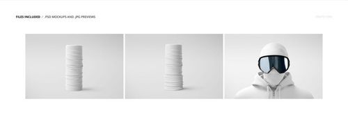 Neck gaiter mockup set featuring two types of white gaiter masks, shown in front and side views on a plain background.