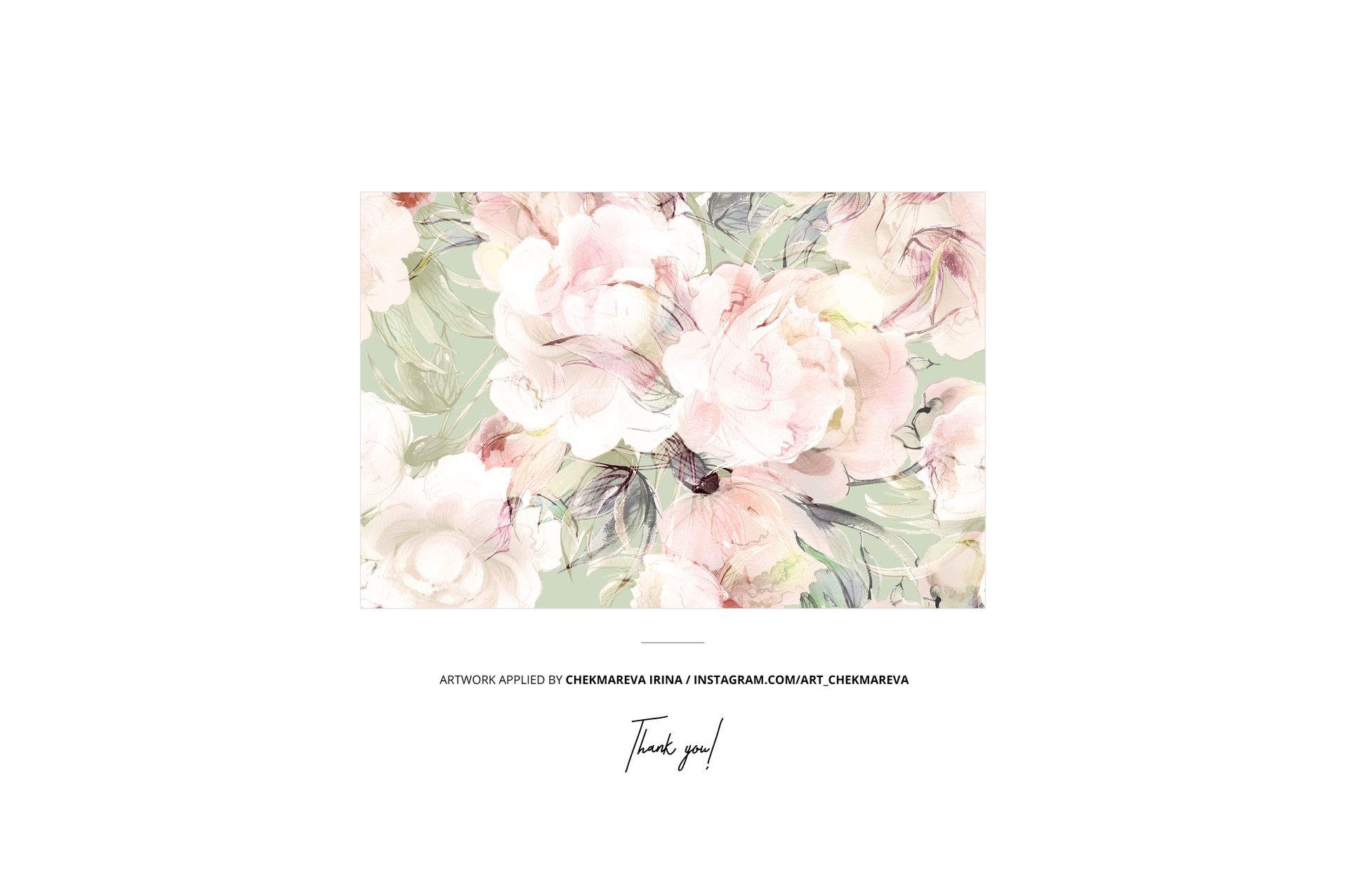 Front view of a dressing table mockup featuring a soft floral pattern with pastel pink and green tones on a white background.