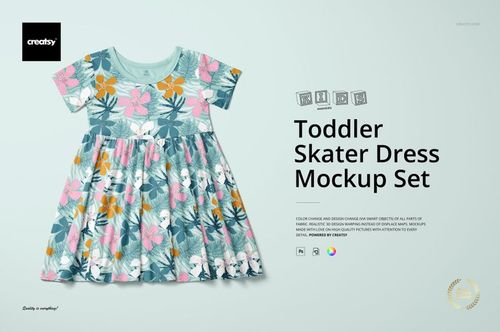 Toddler Skater Dress Mockup Set - mockup preview 1