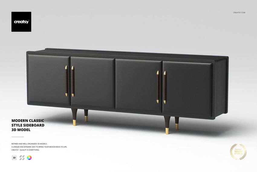 Modern Classic Style Sideboard 3D Model - mockup screenshot 1