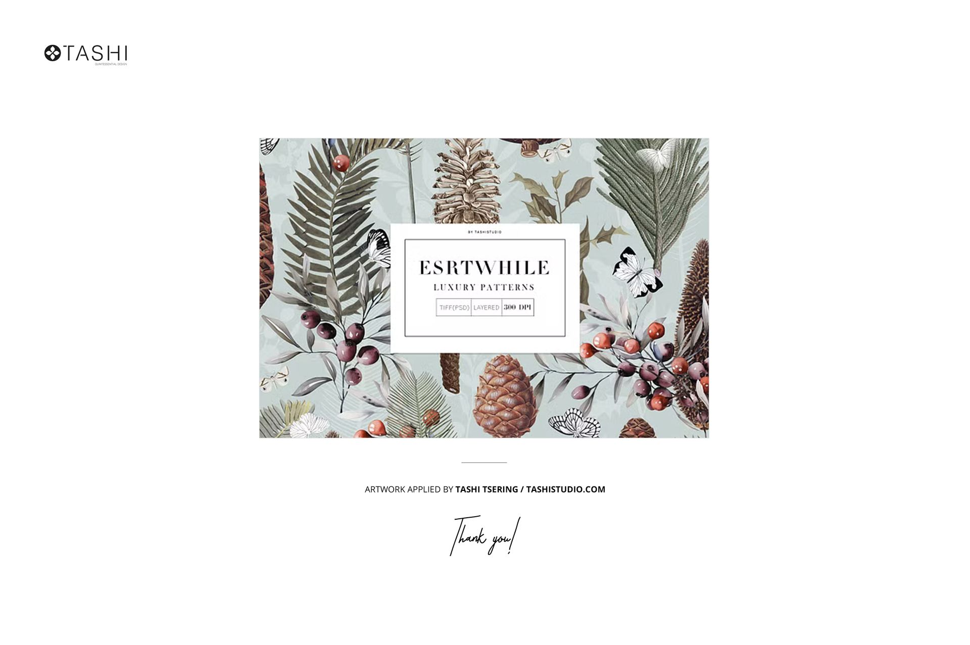 Christmas-themed 11 oz mug mockup on a kitchen countertop, featuring pinecones, berries, and botanical patterns.