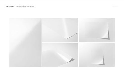 Five A3 size fine art print mockups displayed on a white background, showing glossy paper sheets from various angles.