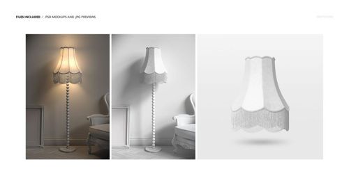 Fringed velvet lampshade with scalloped edges shown in three views: daylight, nighttime, and close-up mockup.