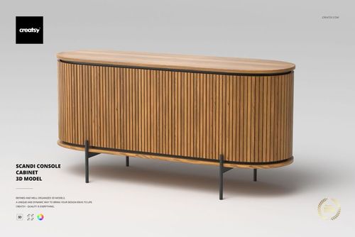 Scandi Console Cabinet 3D Model - mockup preview 1
