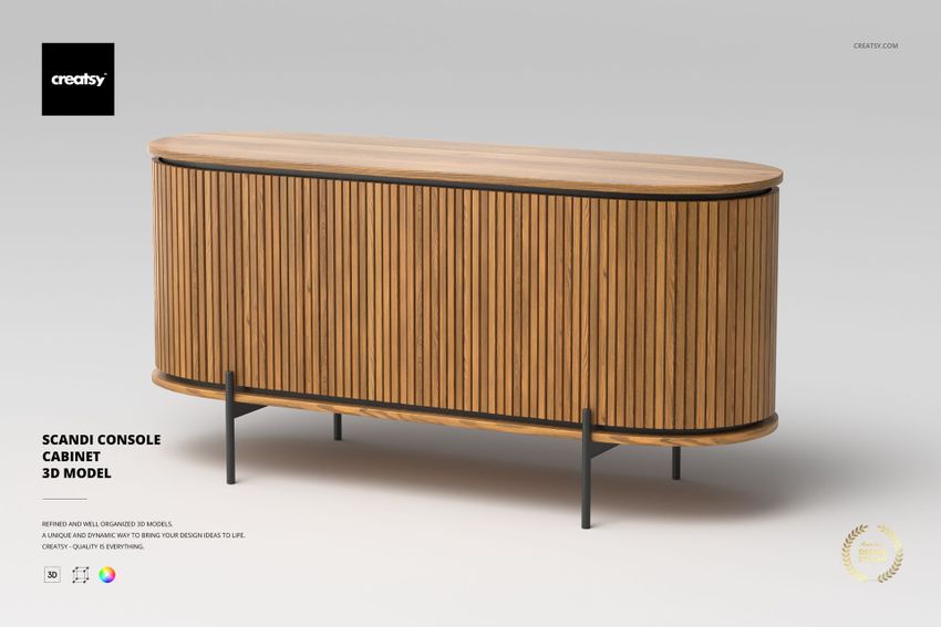 Scandi Console Cabinet 3D Model - mockup screenshot 1