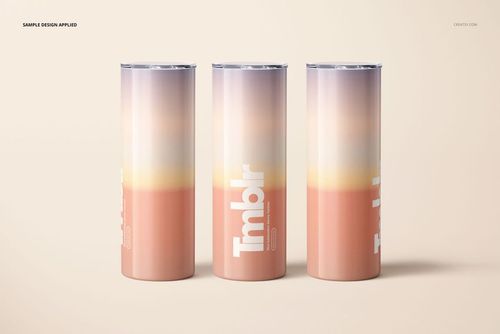 Three 20oz skinny tumblers with gradient pastel colors, displayed upright in a front view on a neutral background.