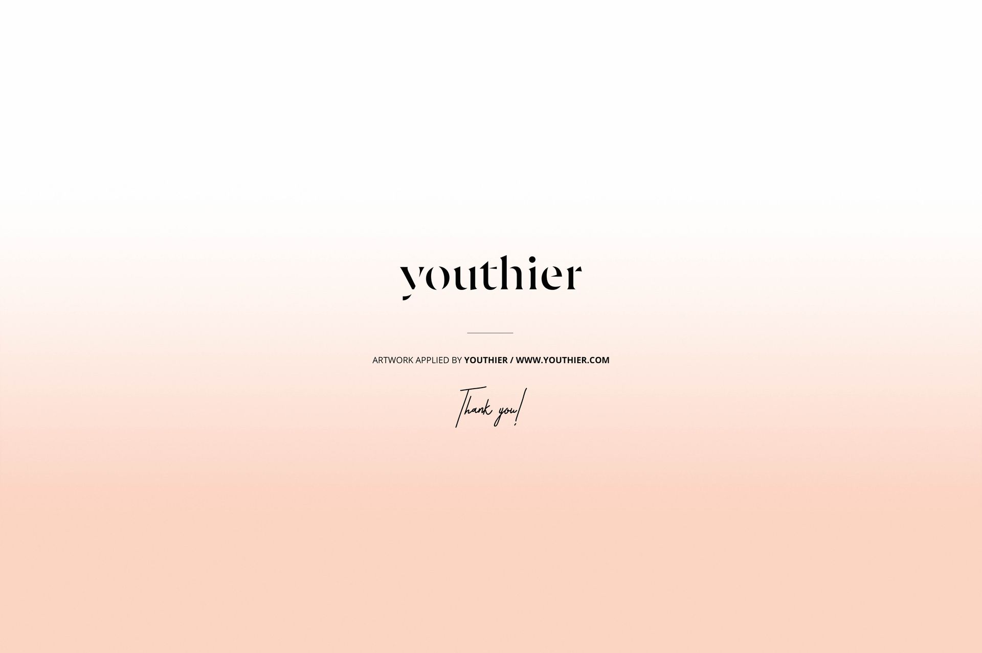 Rectangular cosmetic mailing box mockup with a minimalist gradient design in peach and white, front view.