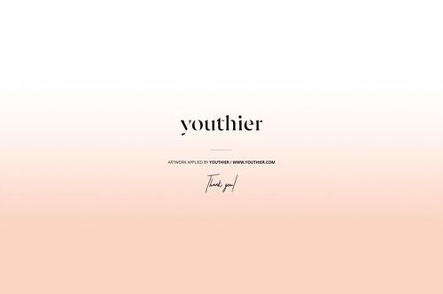 Rectangular cosmetic mailing box mockup with a minimalist gradient design in peach and white, front view.