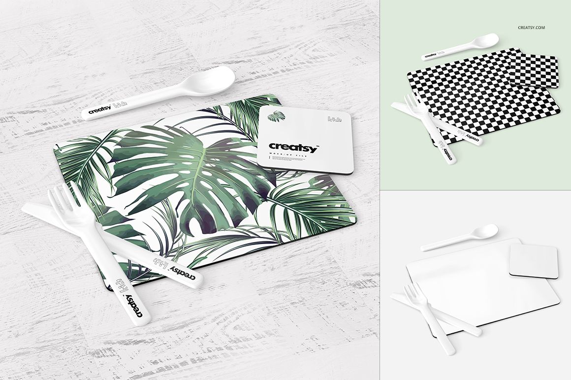 Placemat and Coaster Set Mockup Set - mockup screenshot 3