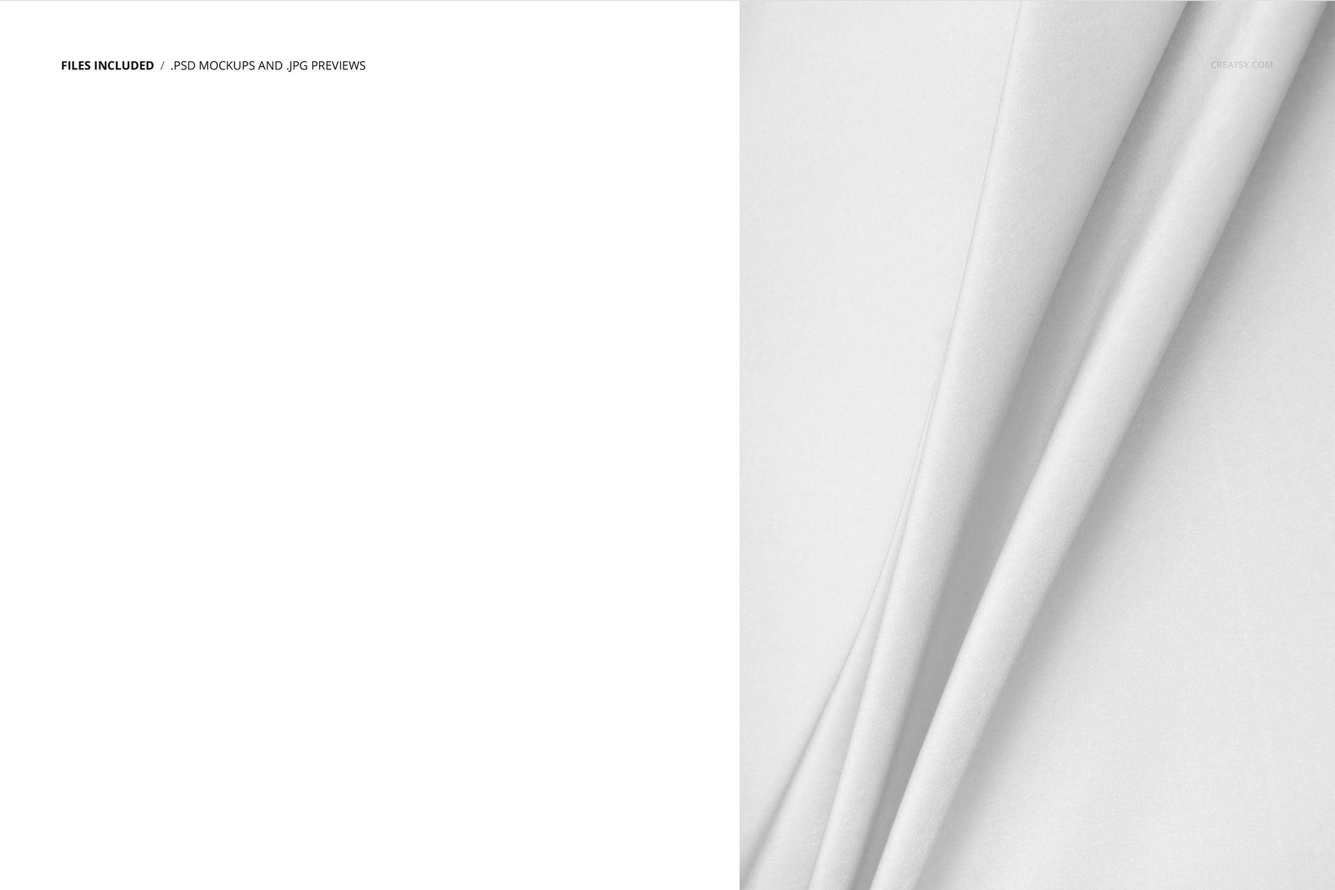 Top view of a white fabric mockup featuring soft pipe folds and clean lines, with minimal background elements.
