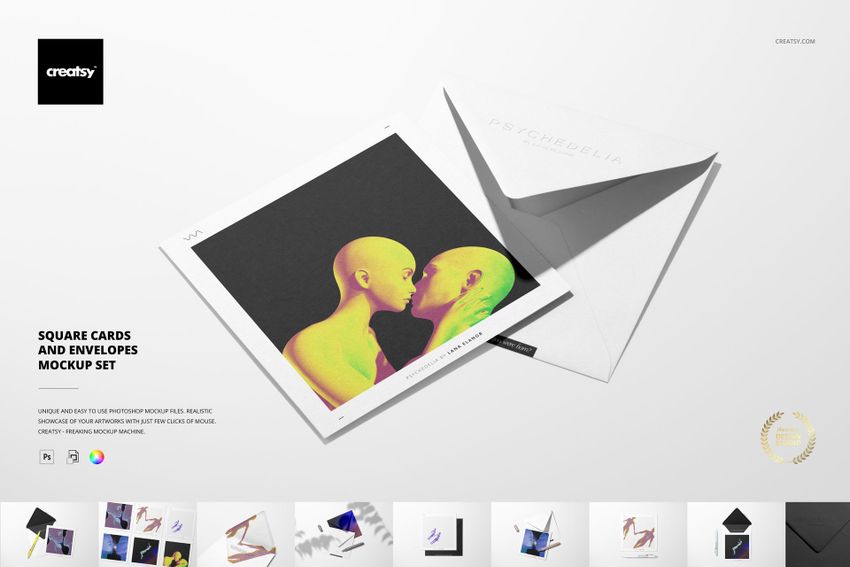 Square Cards and Envelopes Mockup Set - mockup screenshot 1