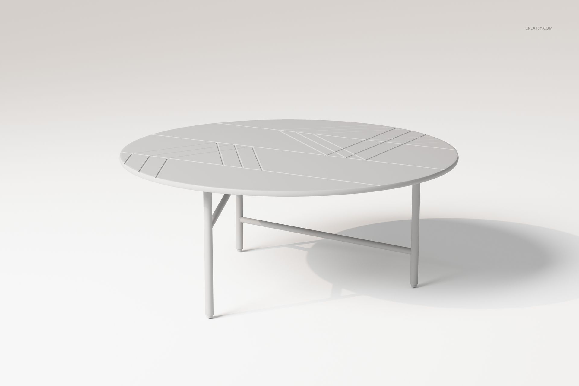 Round coffee table with marble-like top featuring gold line patterns, shown from a front angle on a light background.