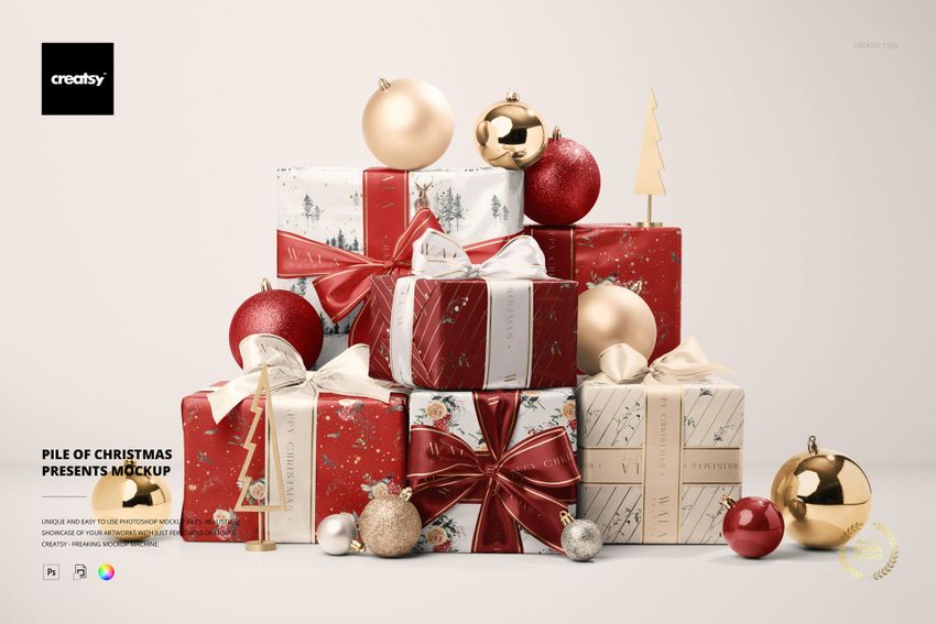 Pile of Christmas Presents Mockup - mockup screenshot 1
