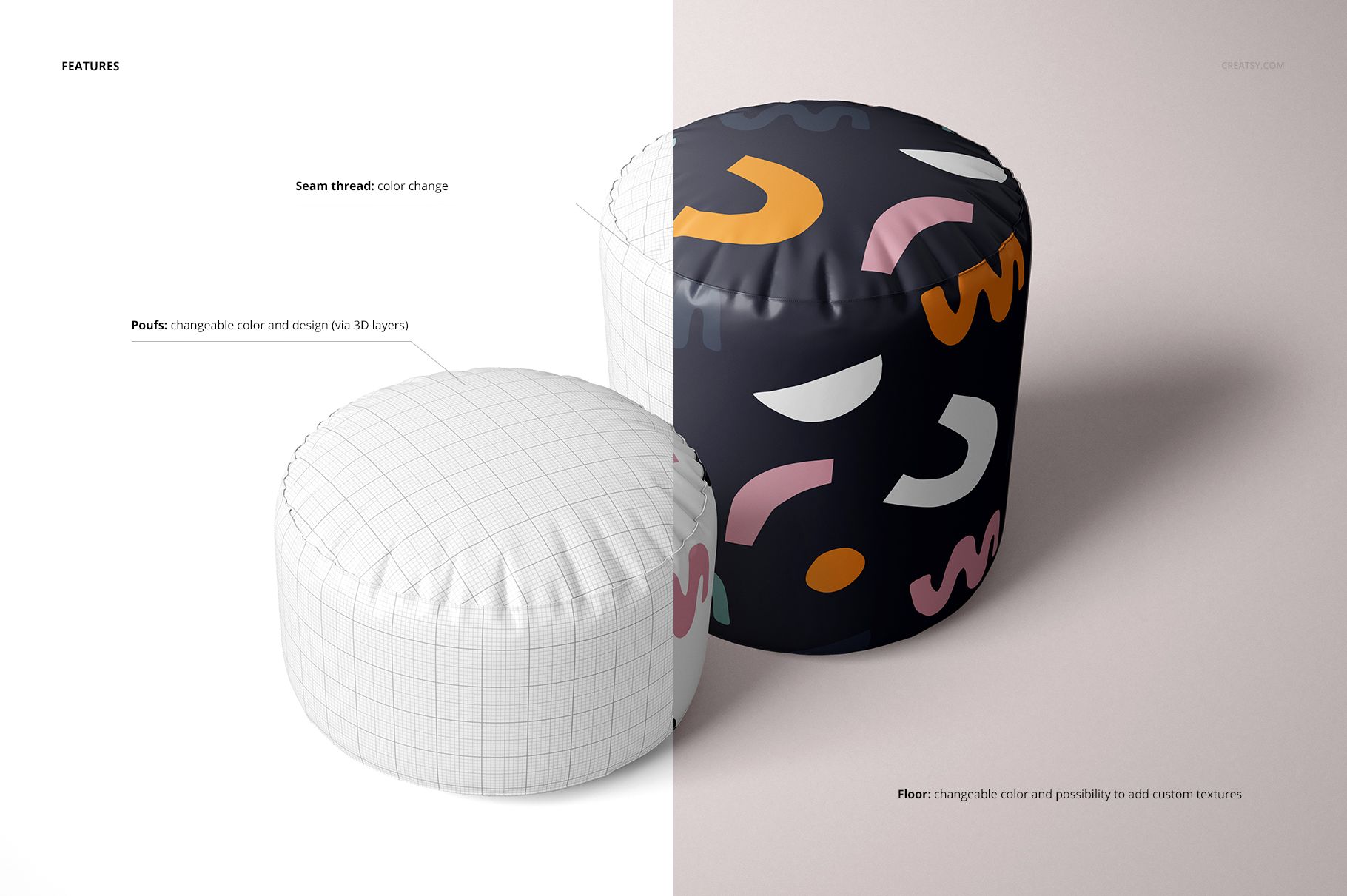 Pouf (2 sizes) Mockup Set - mockup screenshot 3