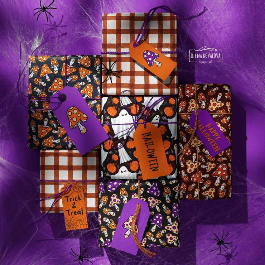 Whimsical Halloween Mushrooms by Olena Kovalova - Files in Use example