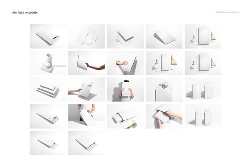 Set of kraft mailer packaging mockups displayed in various arrangements on a white background with shadows.