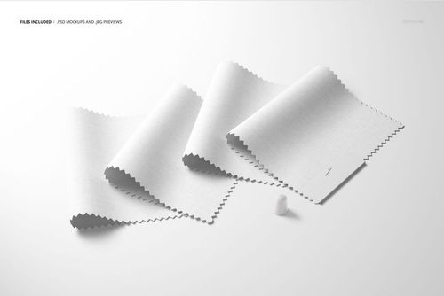 Four fabric swatches with zigzag edges arranged on a white surface, shown from a front angle with soft shadows.