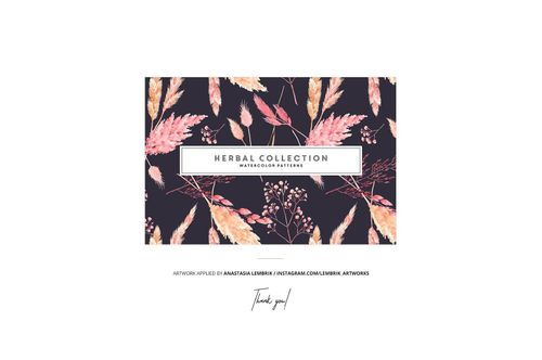 Rectangular table runner mockup featuring watercolor leaves and branches in soft pink and beige tones on navy.