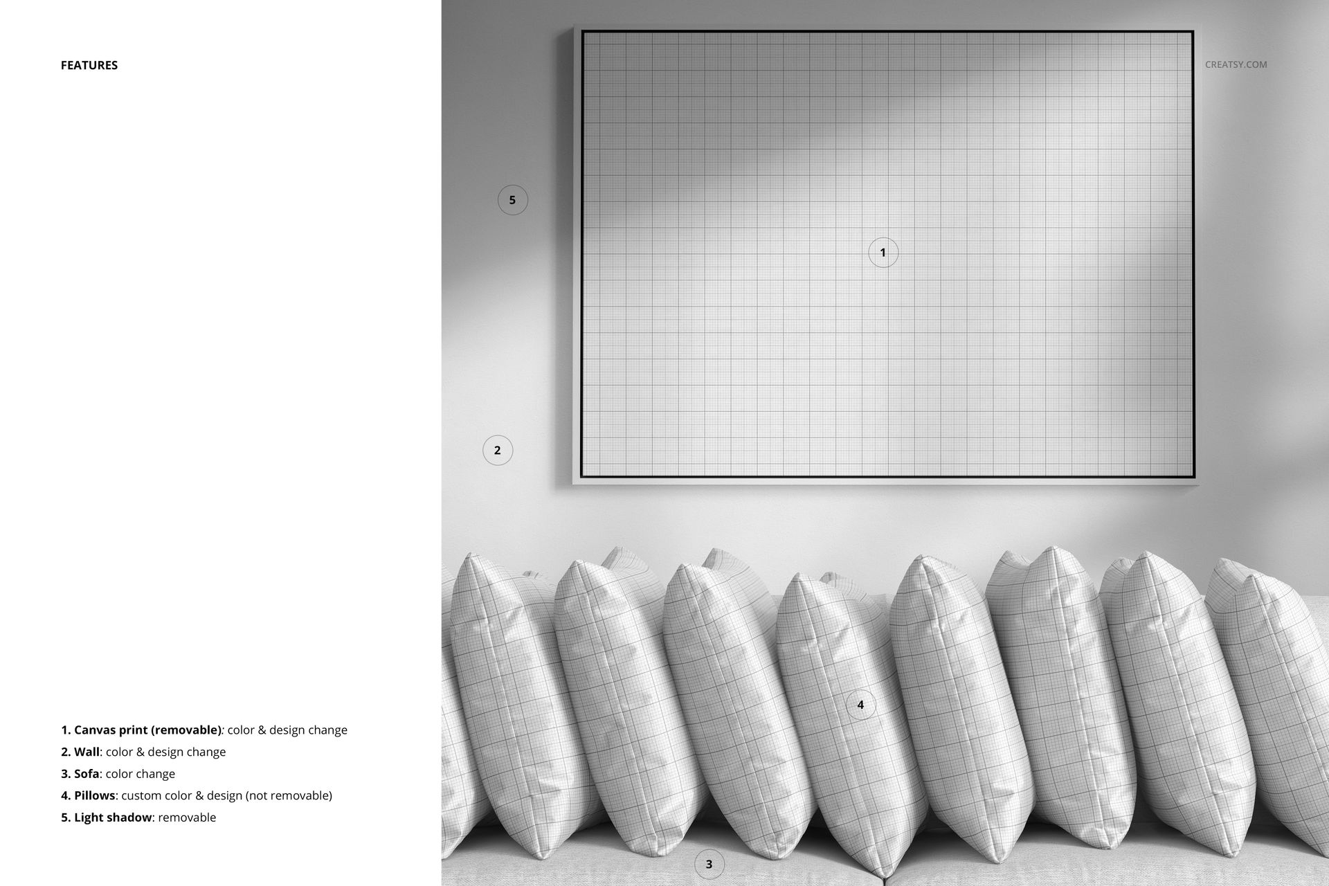 Row of Velvet Pillows Mockup - mockup screenshot 3