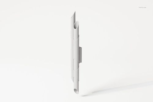 Front view of a wind chimes shaped lamp 3D model in white, featuring cylindrical elements on a plain background.