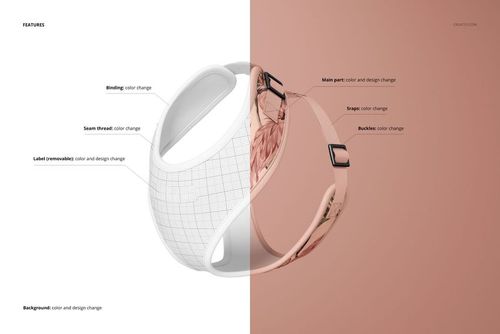 Dog harness mockup shown in split view, left side with grid pattern and right side in pink color, isolated background.