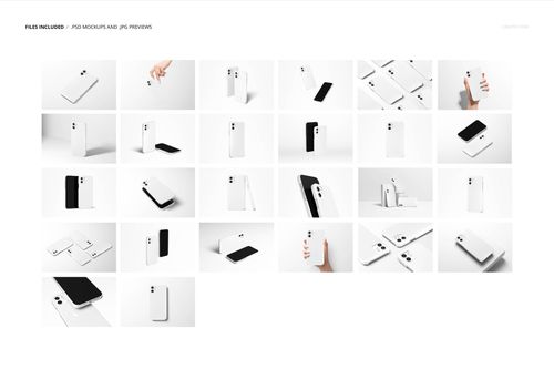 Set of iPhone 12 matte snap case mockups in various angles, showing blank white cases on a light background.