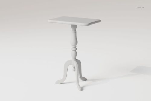Round side table with baroque-style carved legs and central pedestal, shown in a neutral white color on plain background.