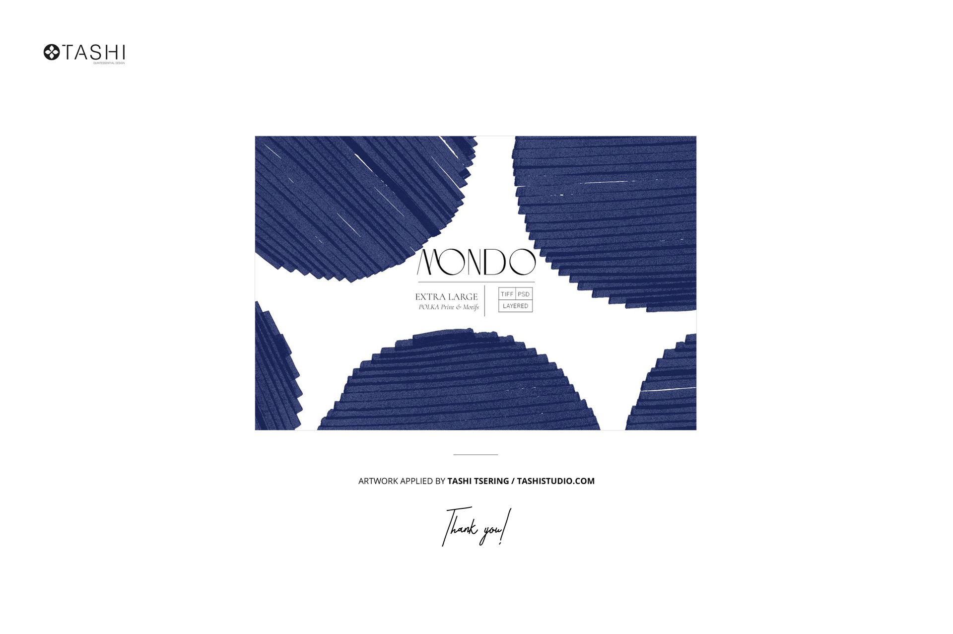 Front view of flowers packaging mockup with blue abstract striped pattern and central product label on white background.