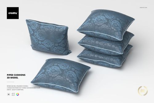 Piped Cushions 3D Model - mockup preview 1