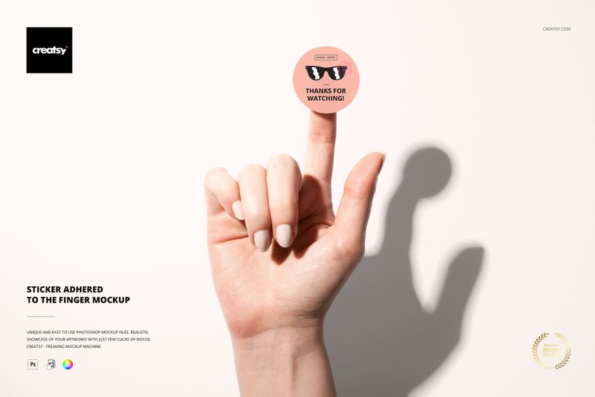 Sticker Adhered to the Finger Mockup - mockup screenshot 1