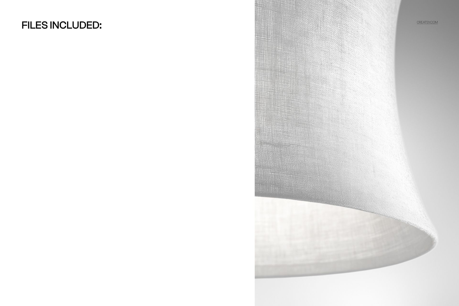 Close-up of a curved white linen lampshade with visible fabric weave and soft lighting, mockup for home decor.
