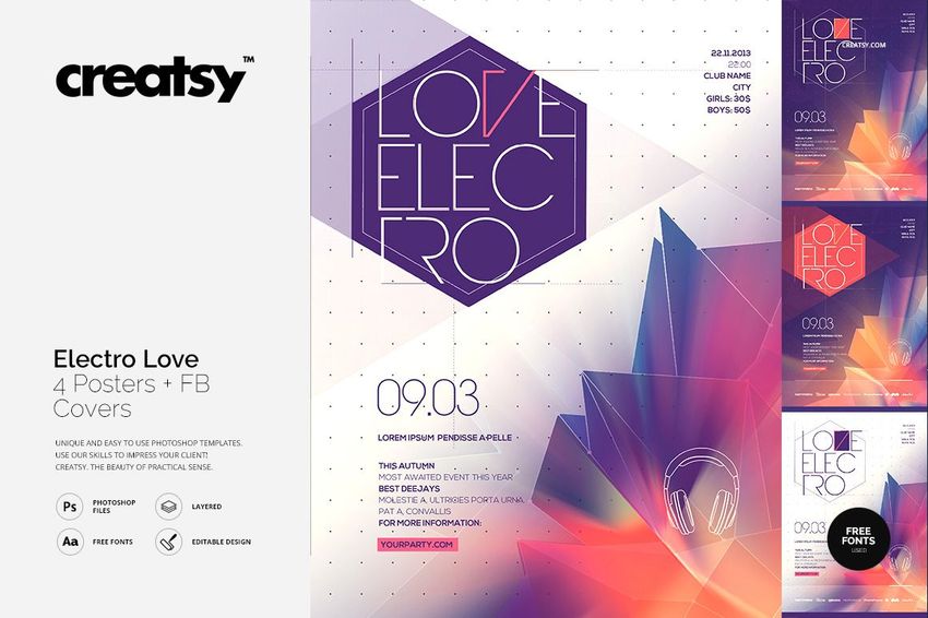 Electro Love 4 Posters & FB Covers - mockup screenshot 1