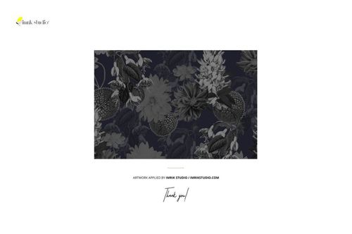 Dark floral pattern featuring large flowers and leaves in grayscale tones on a men's bomber jacket mockup background.