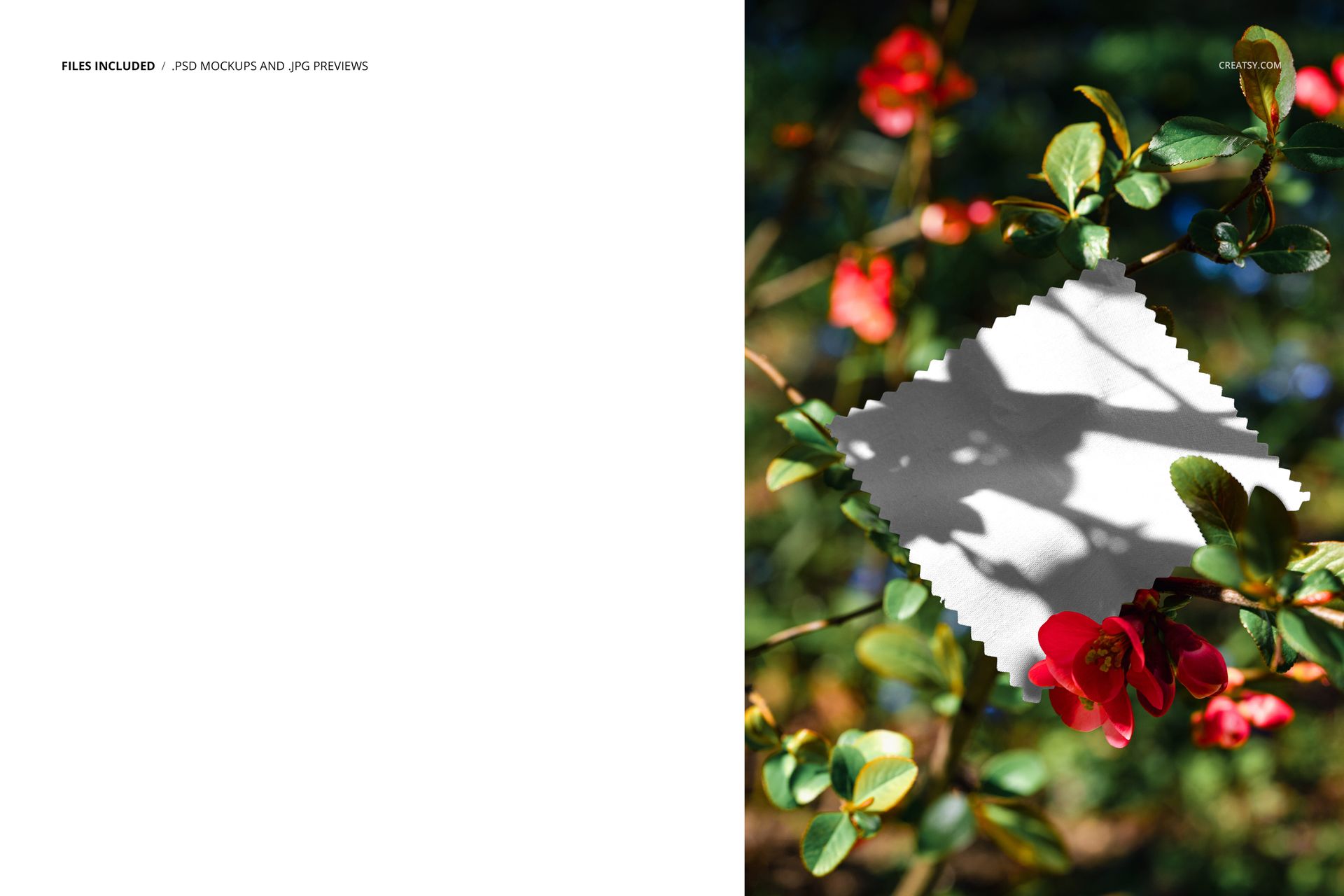 Fabric Swatch On a Branch with Red Blooms Mockup - mockup screenshot 2