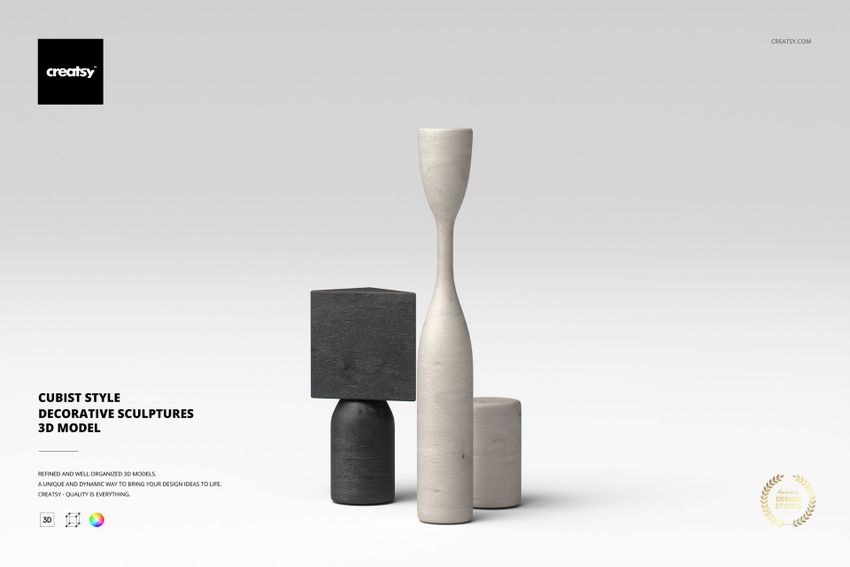 Cubist Style Decorative Sculptures 3D Model - mockup screenshot 1